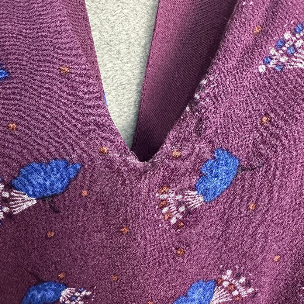 Free People Dress Womens 2 Purple Floral Tegan Keyhole Festival Boho Peasant - Picture 6 of 15